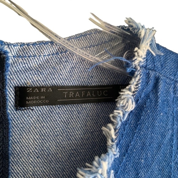 Zara Frayed Denim Crop Top - Picture 5 of 7